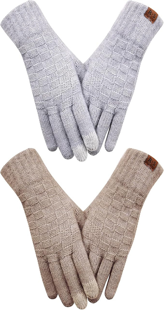 REACH STAR Winter Gloves for Women-Upgraded Touch Screen Elastic Thermal Knit Lining Warm Gloves for Cold Weather