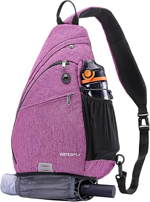 WATERFLY Large Crossbody Sling Bag: Over Shoulder Backpack Daypack Casual Cross Chest Side Pack
