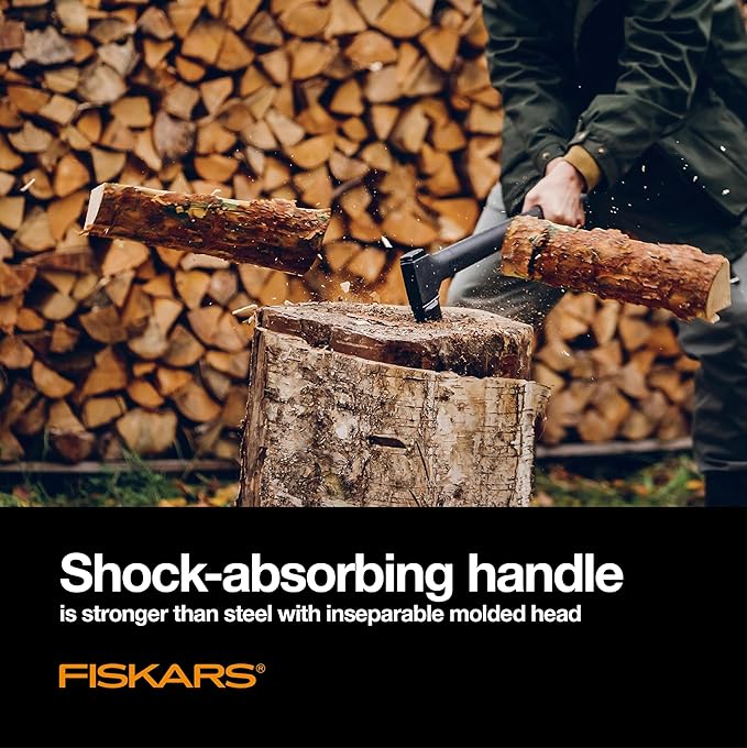 Fiskars X27 Super Splitting Axe, 36" Wood Splitting Axe for Medium to Large Size Logs with Shock-Absorbing Handle, Split Firewood, Forged Steel Blade, Bushcraft Gear and Camping Hatchet