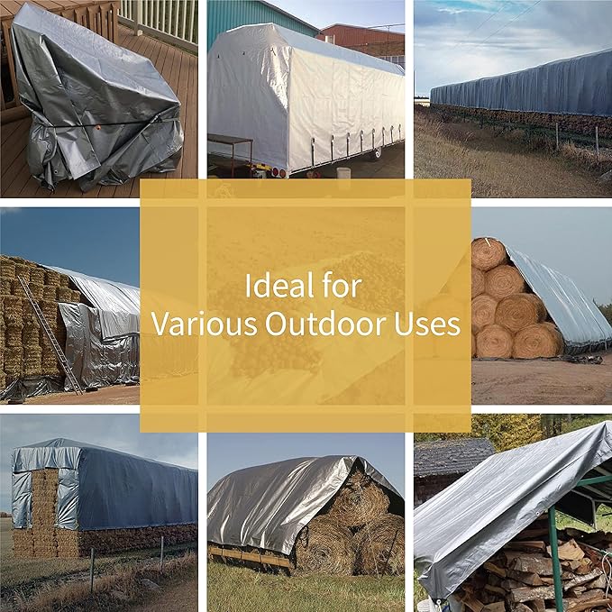 GUARD SHIELD Silver Tarp Waterproof 16x20 Feet Medium Duty All Purpose Poly Tarps Cover 7mil