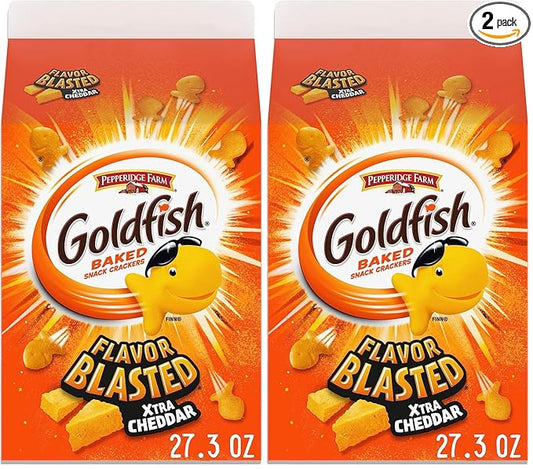 Goldfish Flavor Blasted Xtra Cheddar Cheese Crackers, 27.3 oz Carton (Pack of 2)