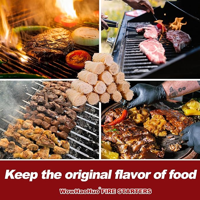 128Pcs Natural Fire Starters for Campfires, Fireplaces, Grills, BBQ & Smokers, Wood Stoves,Fire Pits,A Box of 128 pcs Firestarters