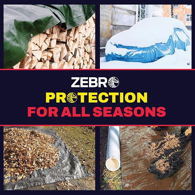10' x 20' Brown Tarp with Grommets Reinforced - 5 Mil Thick - Durable UV Resistant Plastic Tarps Waterproof - Large Tarpaulin Cover for Outdoor Camping Over/Under Tent Tarp RV Roof Rain - Zebro