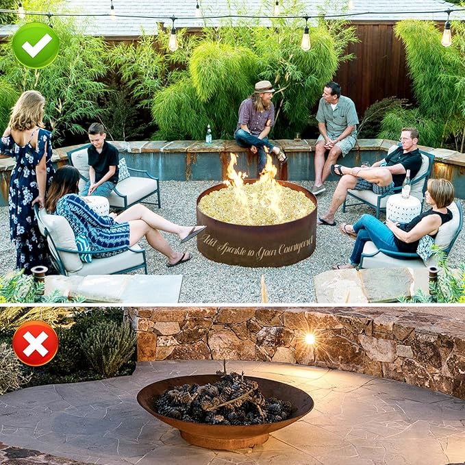 20 Pounds Fire Glass 1/4 Inch High Reflective Tempered Firepit Glass Rocks for Fireplace, Fire Pit Table, Fire Bowl and Landscaping (Gold)