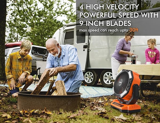 40000mAh Battery Operated Camping Fan, 136Hrs Cooling, Rechargeable High Velocity Fan, Auto Oscillation Remote & Timer - Cordless Outdoor Fan for Car Travel RV Camp Garage Patio Hurricane Emergency