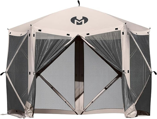 Exacme Portable Gazebo Pop up Tent for Camping, Outdoor Four Sides Pop-up Clam Screen Tent with Canopy Shelter, 1024 (5PC, Light Brown)