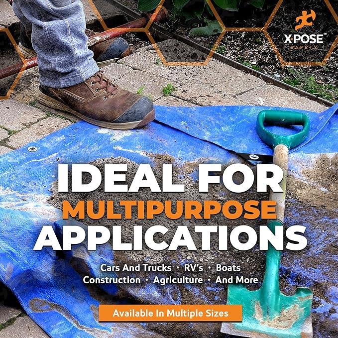 Better Blue Poly Tarp 18' x 24' - Multipurpose Protective Cover - Lightweight, Durable, Waterproof, Weather Proof - 5 Mil Thick Polyethylene - by Xpose Safety