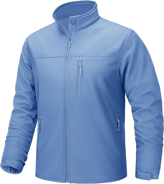 TACVASEN Men's Lightweight Softshell Jacket Fleece Lined Waterproof Tactical Rain Zip Up Winter Coat Windbreaker Casual