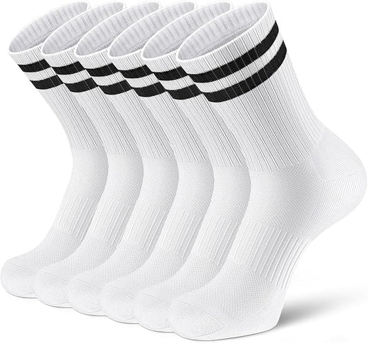 Airacker Athletic Socks Sport Running Calf Socks Performance Cushioned Breathable Crew Socks for Men Women(6 Pairs)