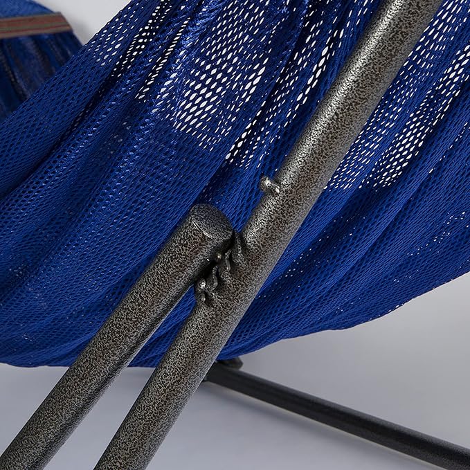 2 in 1 Hammock and Swinging Chair with Collapsible Steel Stand 450 lbs Capacity- Carrying Case, Portable & Adjustable, Perfect for Camping Beach Summer Patio, EZ Daze Foldable Hammock with Stand-Navy