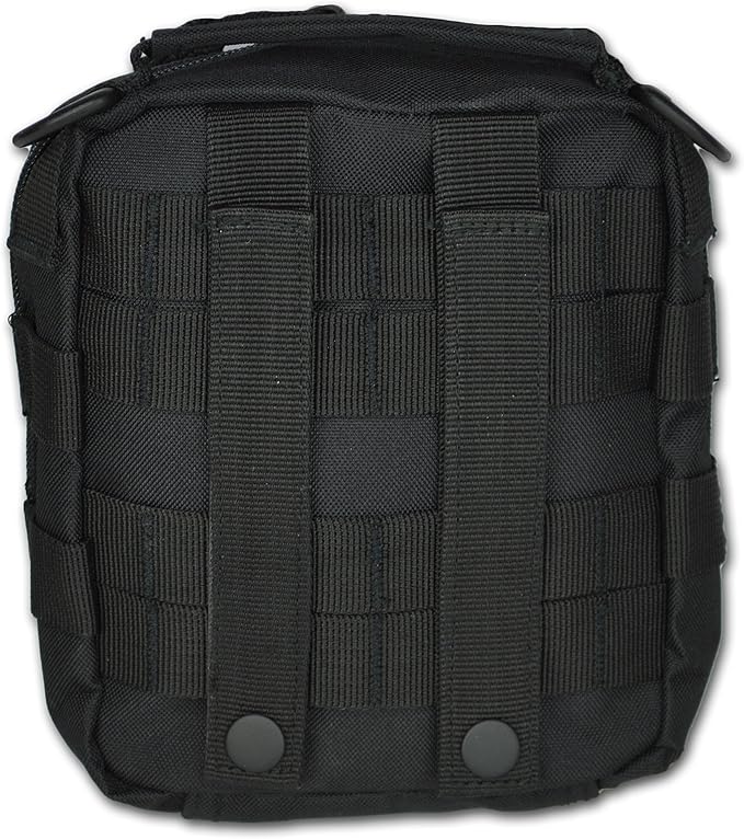 Lightning X Products Premium Nylon MOLLE Pouch Emergency Kit, Ideal for Tactical Medics, Military, Outdoor Enthusiasts (8" x 6.5" x 3", Black or Tan, for Gunshot Wounds & Bleeding Control)