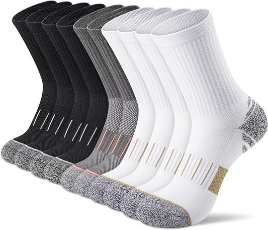 Crew Socks for Women,Athletic Hiking Running Compression Socks with Cushioned Support 3-6 Pairs