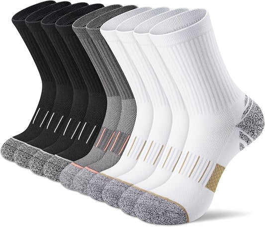 Crew Socks for Women,Athletic Hiking Running Compression Socks with Cushioned Support 3-6 Pairs