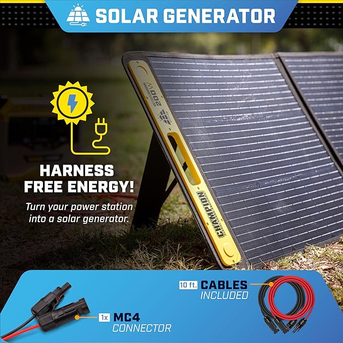 Champion Power Equipment 998-Wh Portable Solar Power Station and Two 200-Watt Solar Panels