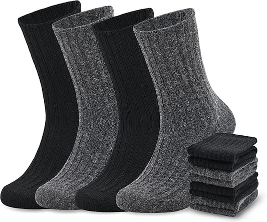 Panda Bros Wool Hiking Socks for Men & Women, Warm Winter Thick Thermal Crew Socks, Cozy Soft Boot Work Socks, 4 Pack