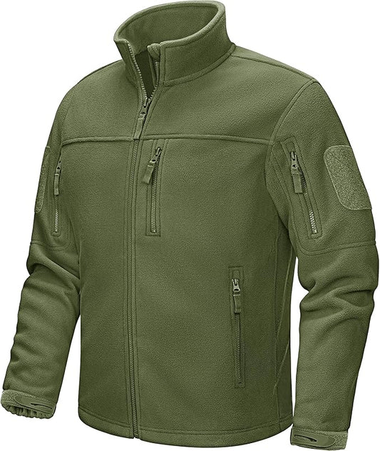 CRYSULLY Men's Fleece Jacket Tactical Full-Zip Winter Coat Jackets Multi Pockets