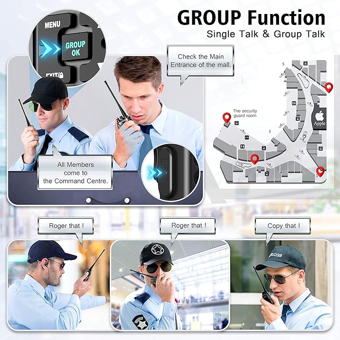 SAMCOM 2 Way Radios FPCN30A Two Way Radios Long Range Rechargeable 5 Watts UHF Programmable Professional Handheld Radios Walkie Talkies with Group Call,1500mAh Battery and Earpieces,3 Packs