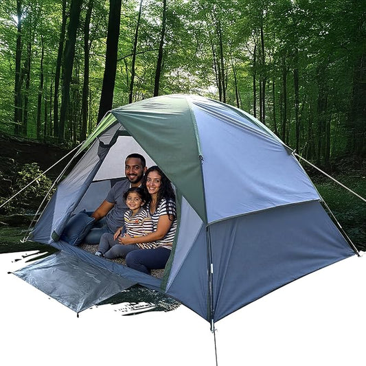4 Person Dome Camping Tent, Double Layer Waterproof, Removable Rain Fly, for Outdoor Hiking, Fishing