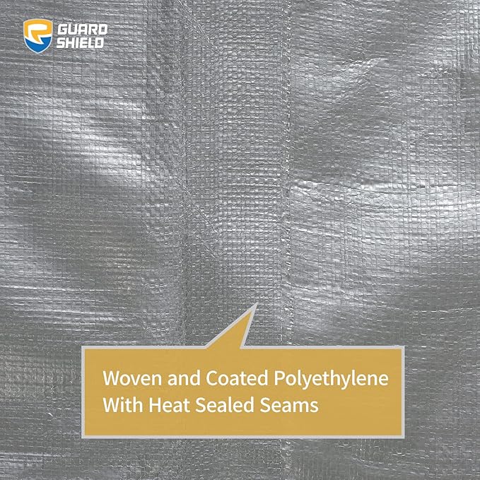 GUARD SHIELD Tarps Heavy Duty Waterproof 12x16 Feet Silver/Black Poly Tarp Cover Outdoor Thick UV Resistant Tarpaulin with Grommets 10mil (2-Pack)