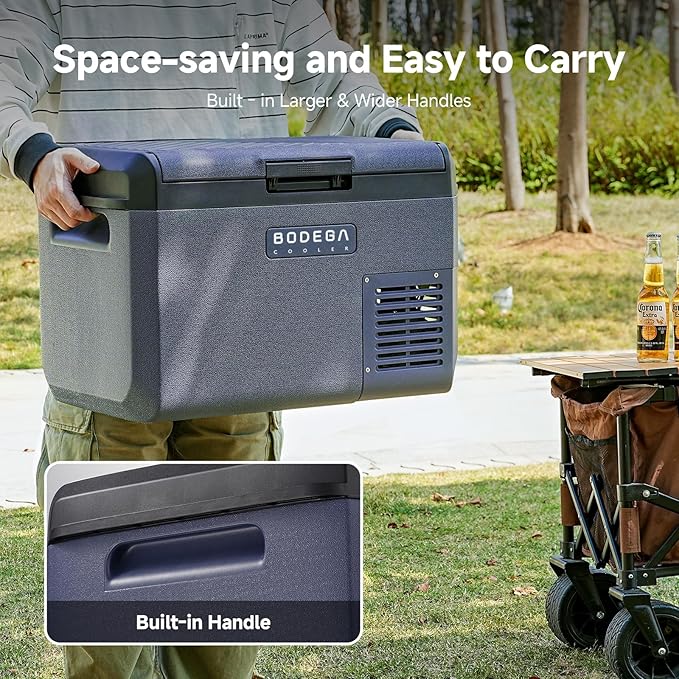 BODEGACOOLER 12 volt Car Refrigerator - 26QT(25L) Portable Freezer IPX4 Waterproof Car Fridge Ultra-Quiet Electric Cooler for Truck Van Camping Road Trips Travel 12/24V DC 110~240 Volt AC,-4℉~68℉