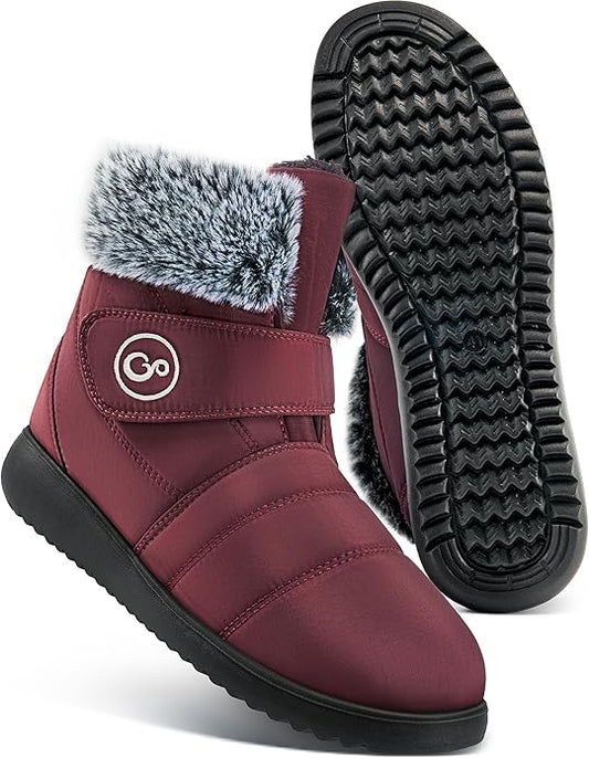 Women Snow Boots Winter Shoes with Fur Lined Warm Slip On Boots for Women Waterproof Booties Comfortable Outdoor Anti Slip Shoes