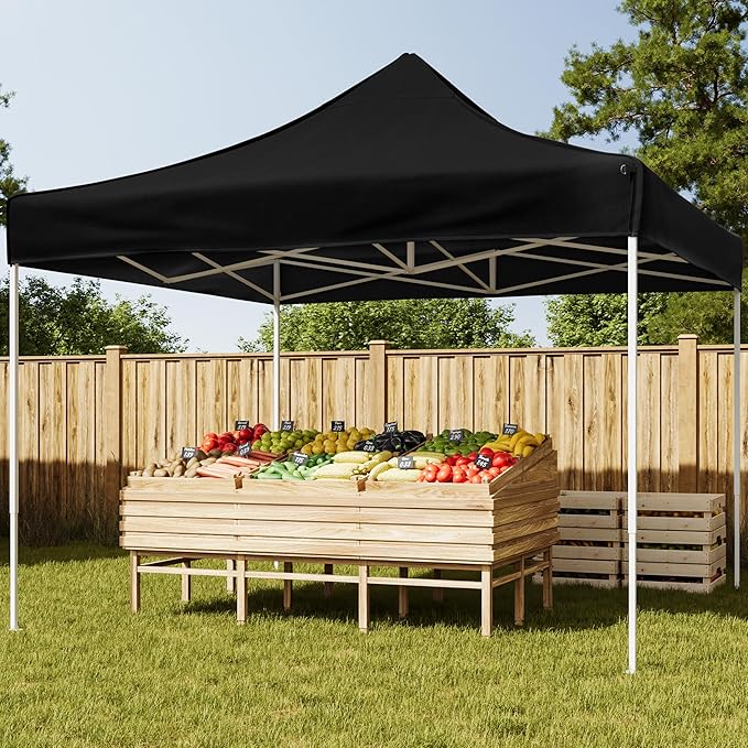 Pop Up Canopy - 10x10 ft Canopy Tent - UPF30 Beach Tent Sun Shelter - Adjustable Height EZ Up Canopy with Bag - Tents for Parties by Stalwart (Black)