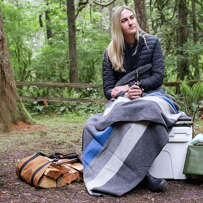 Arcturus Military Wool Blanket - Warm, Thick, Washable - Great for Outdoors, Camping, Stadium Blanket, Picnics, Travel - Car & Bushcraft Survival Kits, Large 64in x 88in 4.5 lb