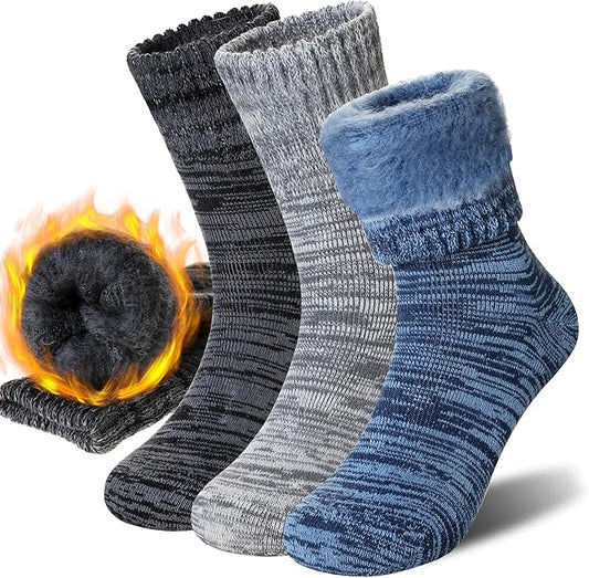 Women Heated Socks Ski Winter Thermal Hiking Snowboarding Thick Boot Insulated Socks 3 Pairs