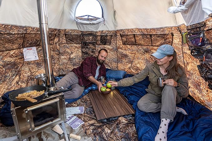 Rbm Outdoors Hot Tent with Stove Jack, Easy Setup 4 Season Winter Tents for Camping, Cold Weather Wall Double Layer Waterproof & Windproof Shelter