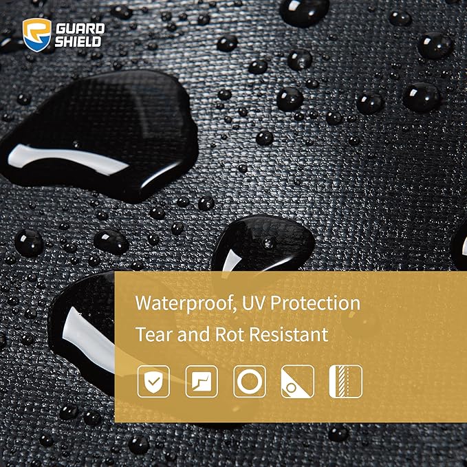 GUARD SHIELD Extreme Heavy Duty Black Poly Tarp 12x20 Feet Cover Waterproof Tarps 20mil Thick UV and Tear Resistant Tarpaulin