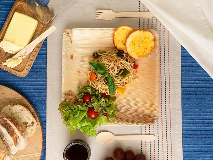 Disposable Palm Leaf Plates - Eco-Friendly Alternative to Bamboo Plates and Plastic Plates - Heavy-Duty Compostable & Biodegradable Party Plates - Microwave and Oven Safe Dinnerware - 10" Set of 50