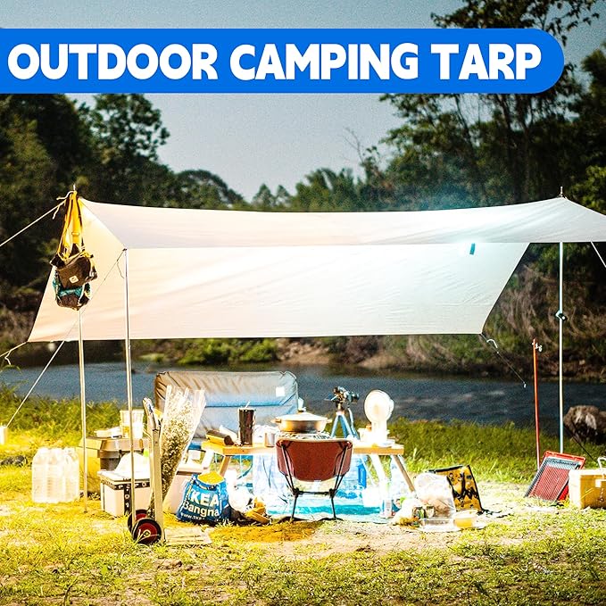 Tarp 6x8 ft Heavy Duty 12mil 100% Waterproof High Durability Multipurpose,Uv Resistant,White Tarp Suitable for Swimming Pools, Boats, Camping, Courtyards, Etc -by MVPNET