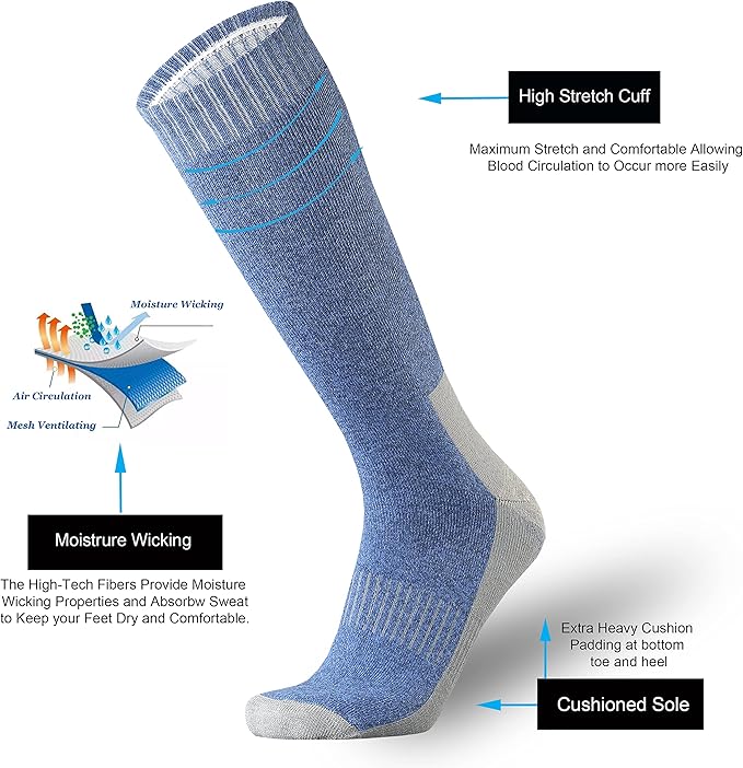 ONKE Max Full Cushion Knee High Socks for Men Steel Toe Work Boot Over the Calf OTC Moisture Wicking Thermal Hiking Hunting