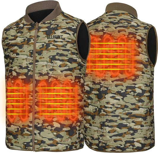 UIIHUNT Heated Hunting Vest for Men with 10000mAh Battery Pack, Lightweight Camo Heated Vest with 3 Heat Settings