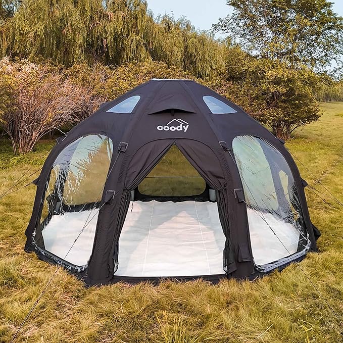 Coody | Rbm Outdoors Koala/Hub/Octopus Inflatable Tents for Camping with Stove Jack, 2/8/10 Person Luxury Canvas Blow Up Tent, 2 Room, Easy Setup Casa de Campaña, Large Inflatable House with Pump