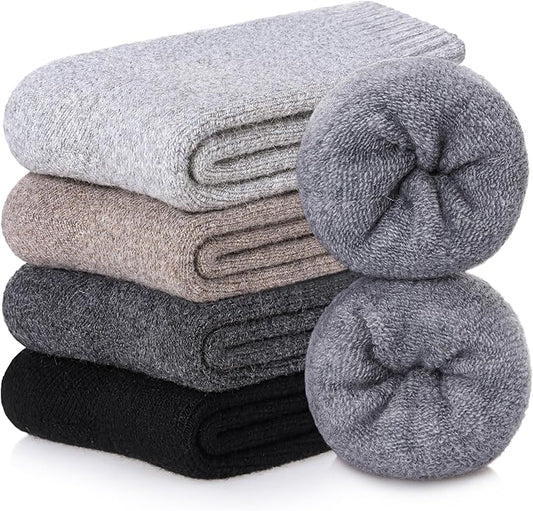 FNOVCO Wool Socks for Women Winter Warm Hiking Boot Thick Thermal Cozy Crew Socks 5 Pairs