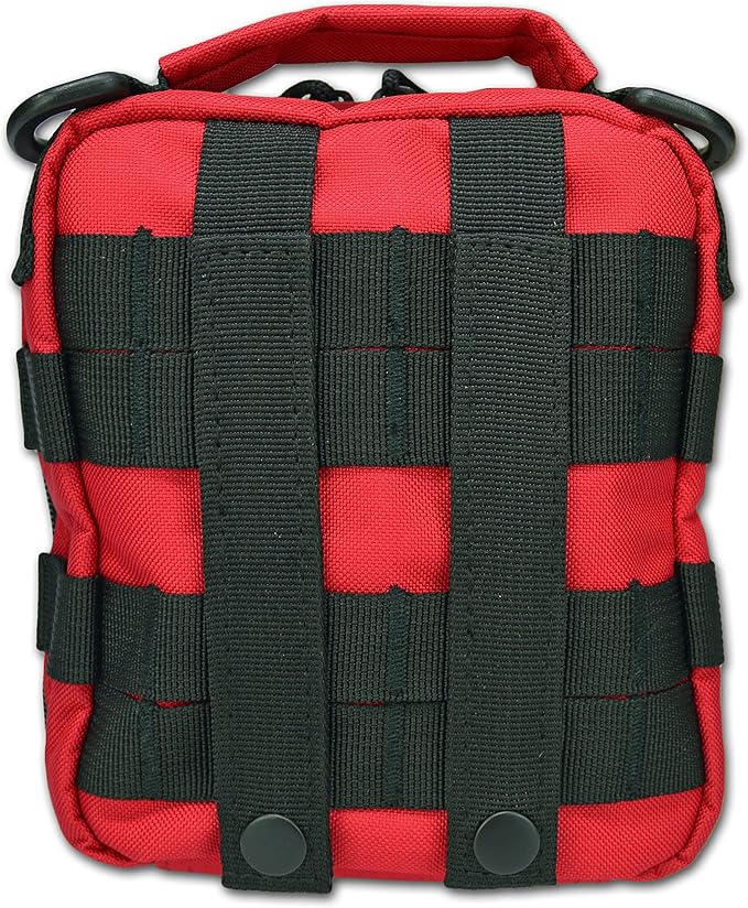 Lightning X Products Premium Nylon MOLLE Pouch Emergency Kit, Ideal for Tactical Medics, Military, Outdoor Enthusiasts (8" x 6.5" x 3", Black or Tan, for Gunshot Wounds & Bleeding Control)