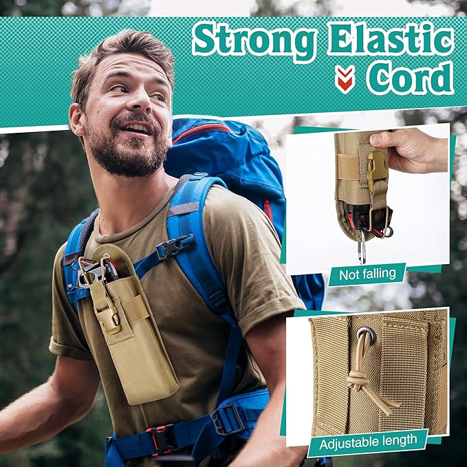 Bear Spray Holster with Quick Release Buckle (Spray Not Included), Nylon Holster with Hook & Loop for 7.9 & 9.2fl Oz Canister, Portable Pouch & Elastic Cord Design for Hiking Camping, Outdoor