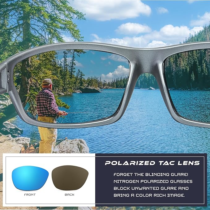 Nitrogen Polarized Wrap Around Sport Sunglasses for Men Women UV400 Driving Fishing Running Sun Glasses