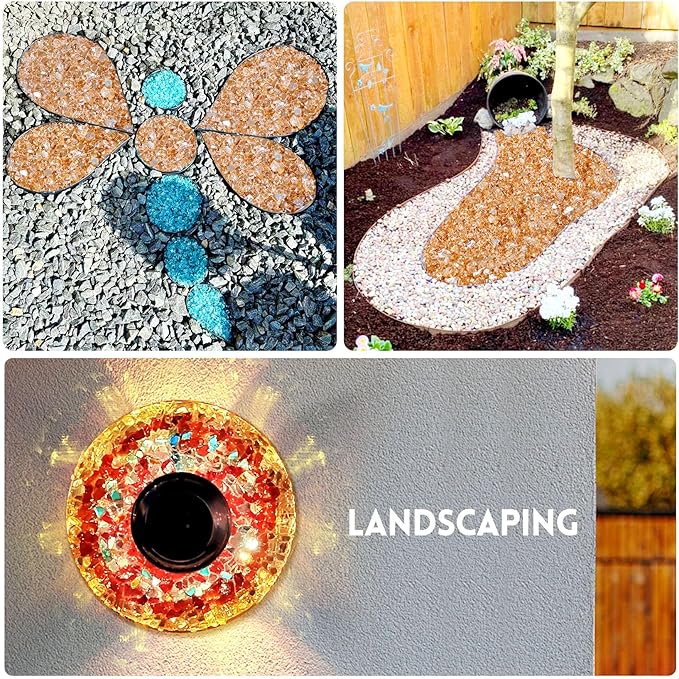 10 Pounds Fire Glass 1/4 Inch High Reflective Tempered Firepit Glass Rocks for Fireplace, Fire Pit Table, Fire Bowl and Landscaping (Champagne)