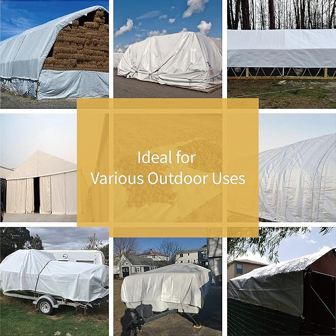 GUARD SHIELD White Tarps Heavy Duty Waterproof 20x30 Feet Large Thick Tarp Cover 12mil