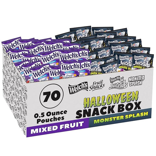Welch’s Fruit Snacks Mixed Fruit Halloween & Juicefuls Monster Splash Variety Pack, Great for Trick or Treating, 0.5oz (Pack of 70ct)