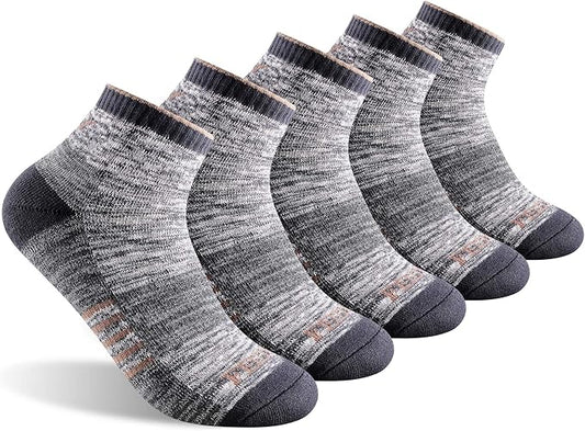 FEIDEER Men's Women's Hiking Walking Socks, Unisex Moisture Wicking Cotton Cushion Ankle Quarter Crew Socks with Arch Support
