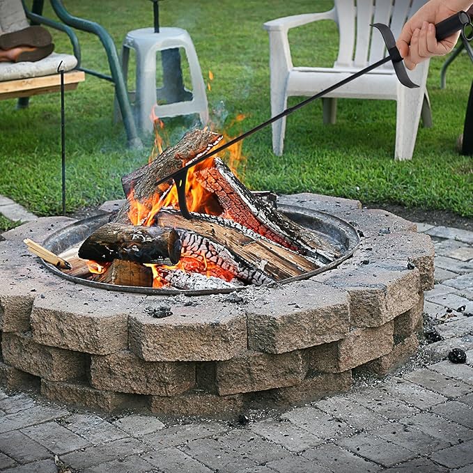 Heavy Duty Fireplace Fire Pit Campfire Bonfire Fire Tong and 32 inch Long Fire Poker Set with Traveling bag, firewood Grabber Tool for Wood-Burning for Solo Firepit Indoor and Outdoor use