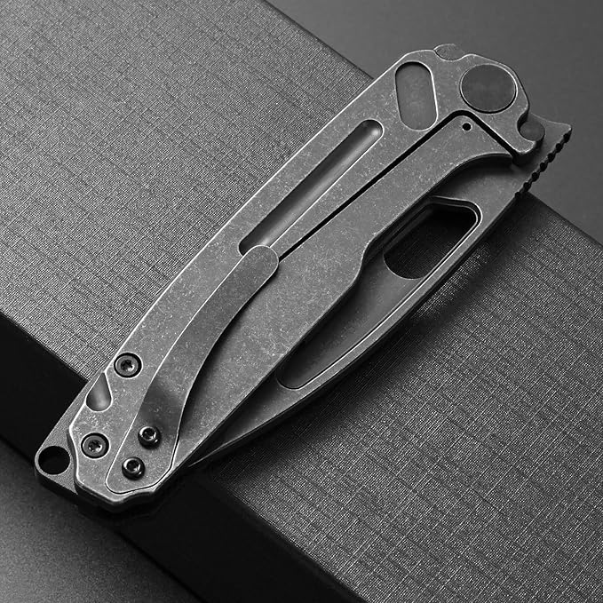 Ccanku C1136 Folding Knife,D2 Steel Blade+ G10&Steel Handle EDC Tool,Outdoor Hunting Camping Knife(Black)