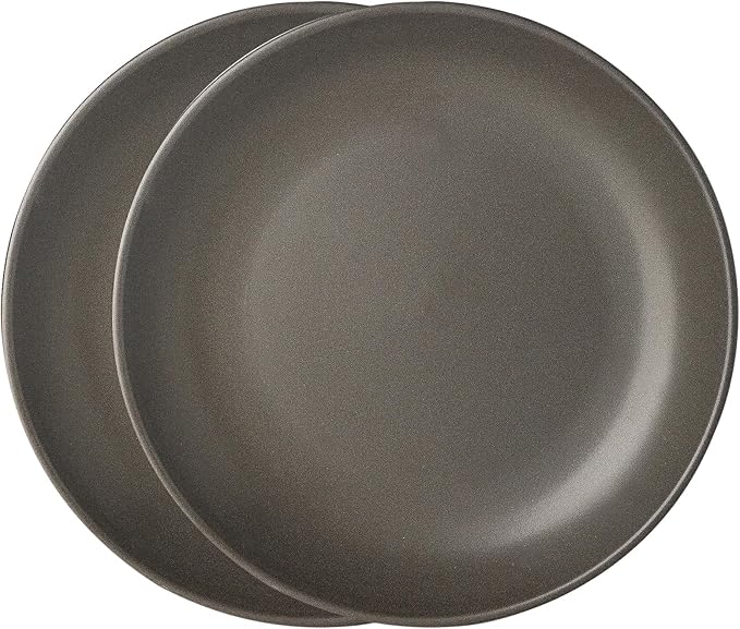 Dinner Plates Set of 2, 10 Inch Stoneware Dinnerware Dish Set for Kitchen, Large Serving Plates for Pasta Steak Assorted, Scratch Resistant, Microwave & Dishwasher Safe, Matte Black