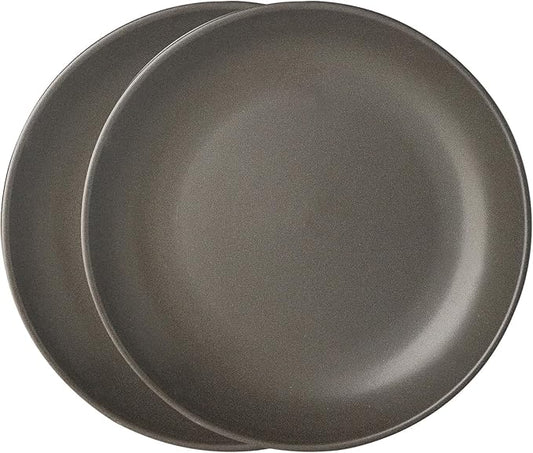 Dinner Plates Set of 2, 10 Inch Stoneware Dinnerware Dish Set for Kitchen, Large Serving Plates for Pasta Steak Assorted, Scratch Resistant, Microwave & Dishwasher Safe, Matte Black