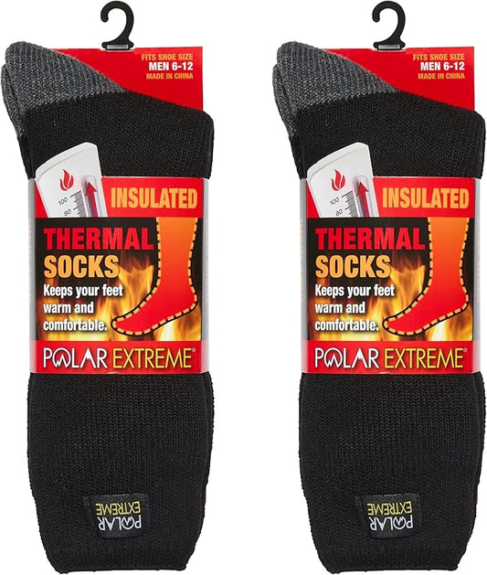 Thermal Hiking Socks – Cushioned, Insulated, Warm para Boots, Men & Women, One Size Fits Most 6-12, 2-Pack