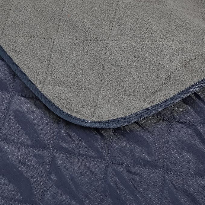 Tranqun 2 Large Outdoor Blanket 78'' x 55'' Quilted Windproof Waterproof Fleece Sandproof Stadium Foldable Warm Blanket for Camping Picnic Sporting Events Cold Weather (Navy Blue)