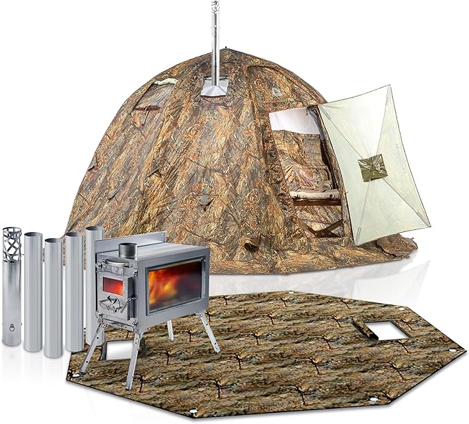 Rbm Outdoors Hot Tent with Stove Jack, Easy Setup 4 Season Winter Tents for Camping, Cold Weather Wall Double Layer Waterproof & Windproof Shelter